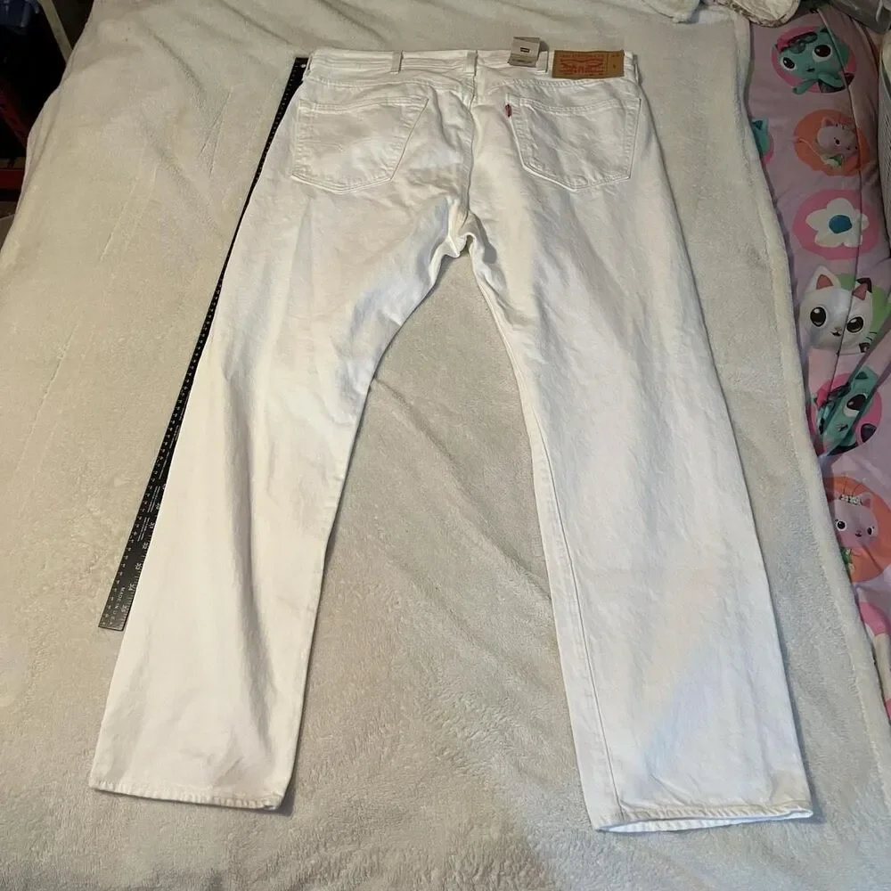 Levi's 501 Jeans Mens Size 38 White Denim Regular Straight Button Fly 30 Inseam